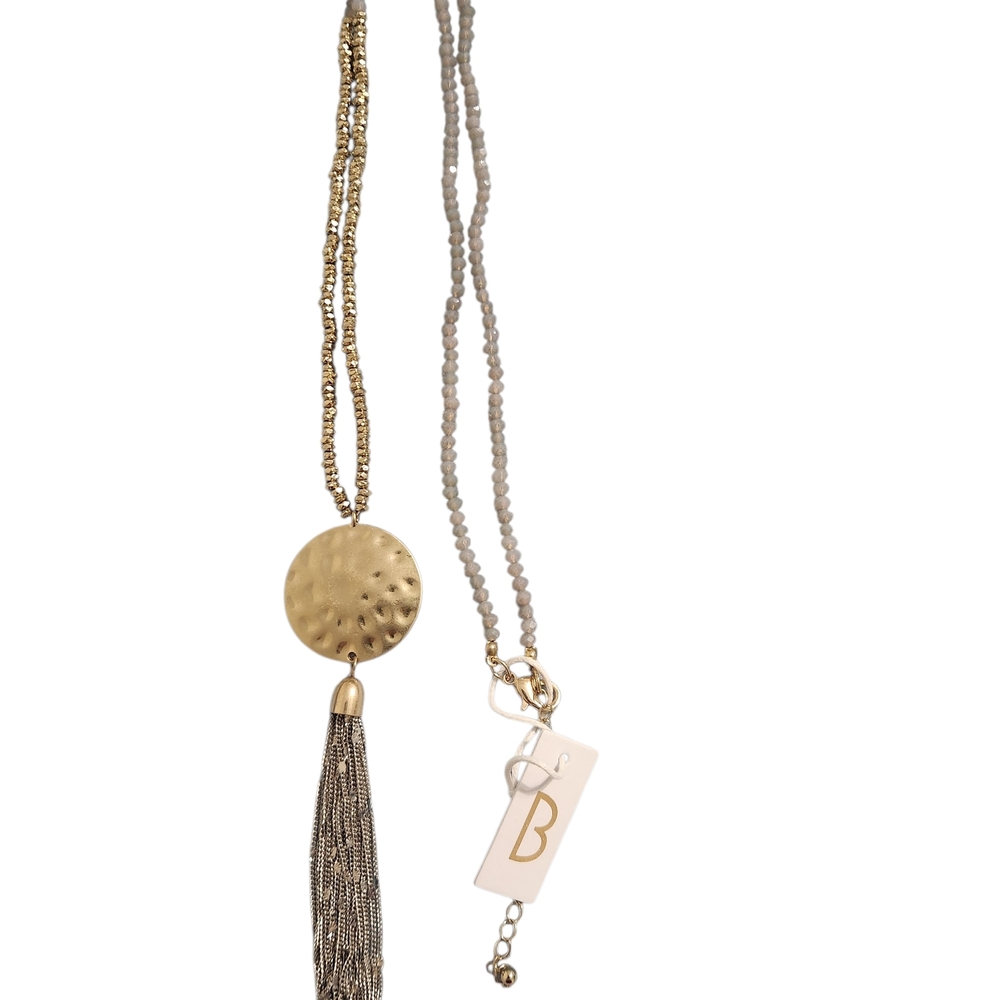 Gold Time  and Silver Tassel Necklace #Boho